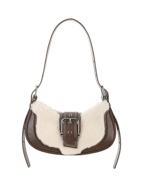 Osoi Handbags - OSOI Brown & White Shearling Brocle Bag